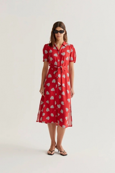 Vestido midi con estampado Harmony Red
