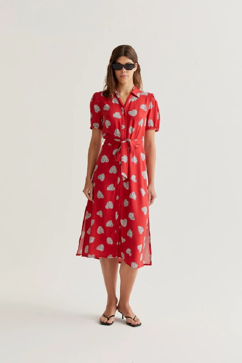 Vestido midi con estampado Harmony Red