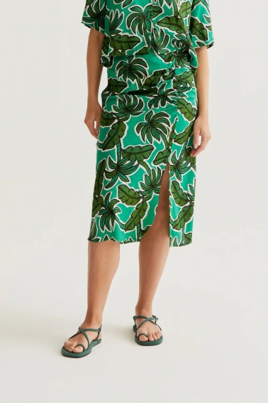 Falda midi con estampado Palm Tree