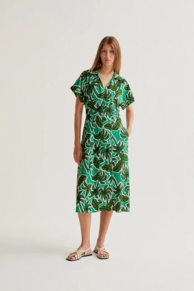 Vestido midi con estampado Palm Tree