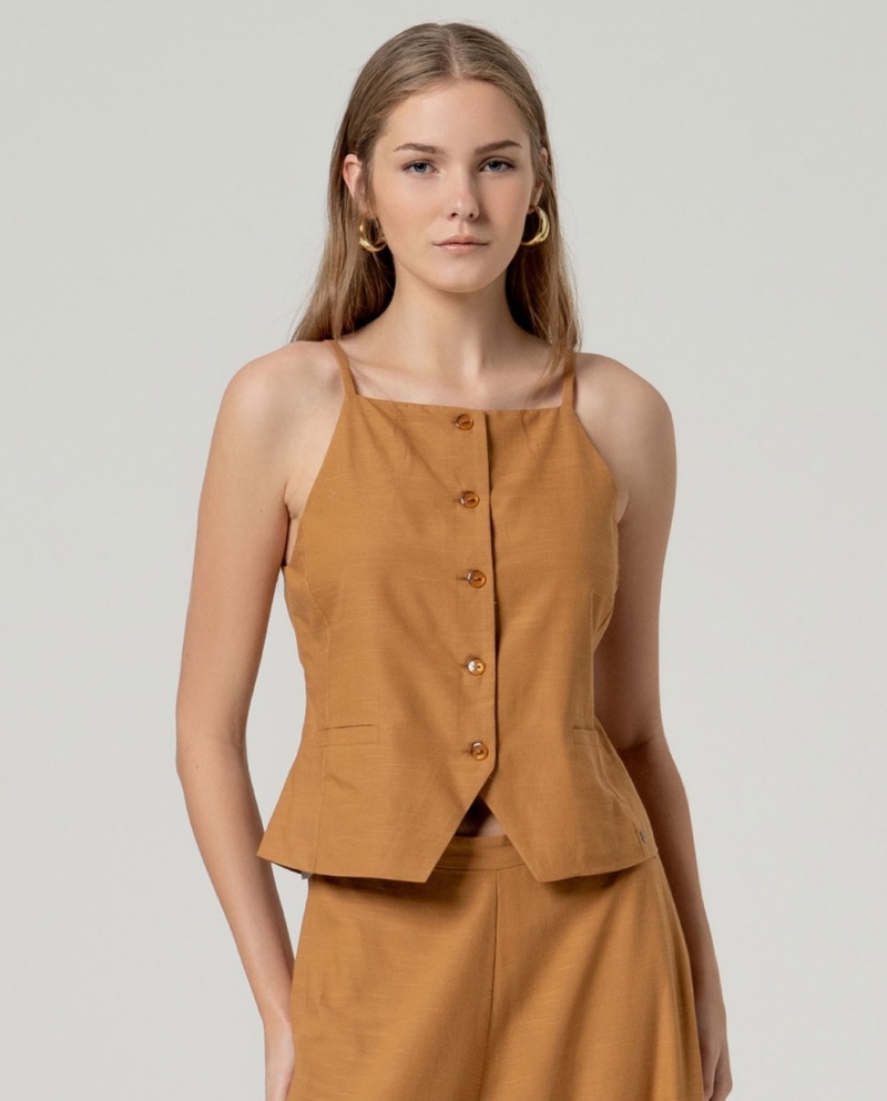 Chaleco tirantes Miso camel