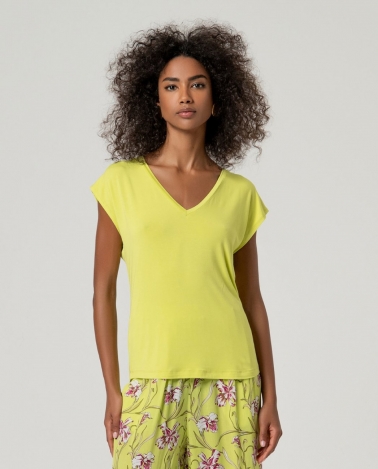 Camiseta cuello pico Verde acido