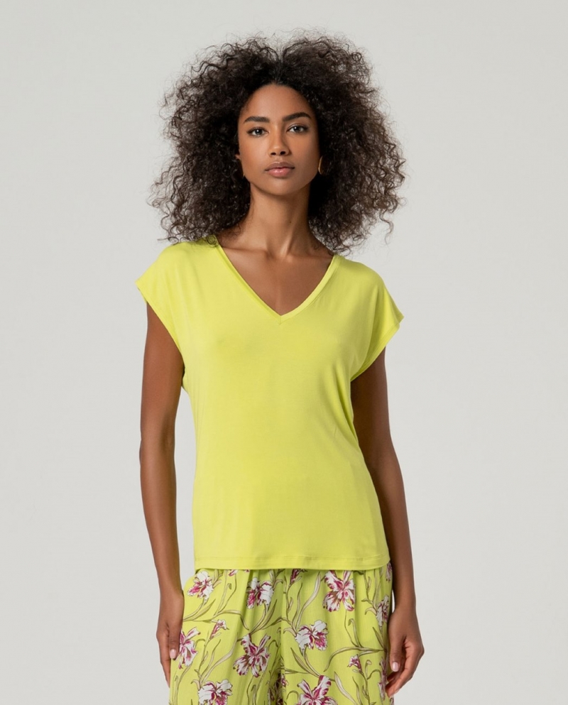 Camiseta cuello pico Verde acido