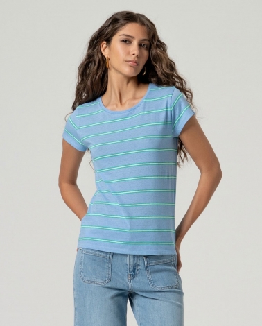 Camiseta manga corta rayas azul