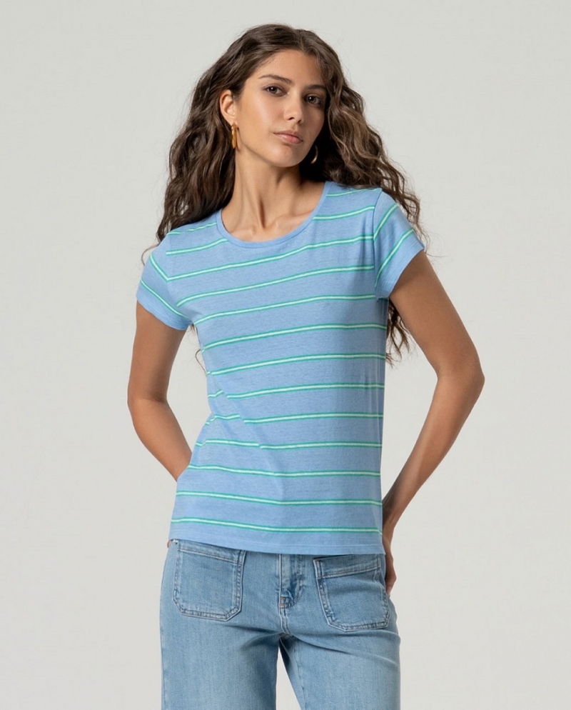 Camiseta manga corta rayas azul