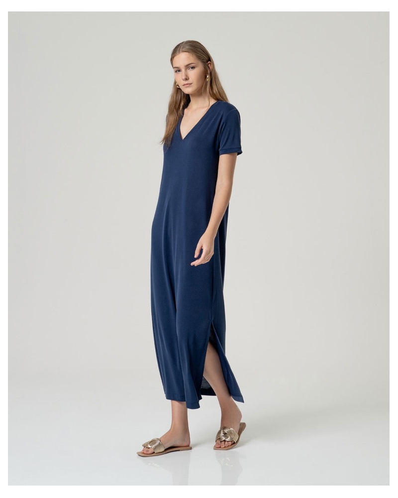 Vestido largo con aberturas MODAL marino